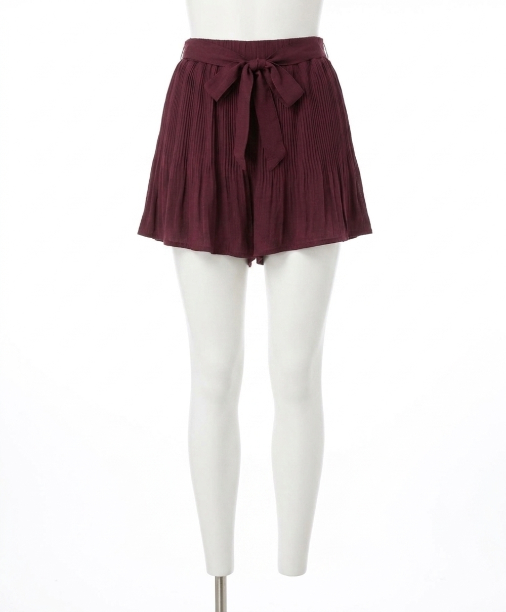 NEW SHE + SKY olivia pleated shorts in maroon